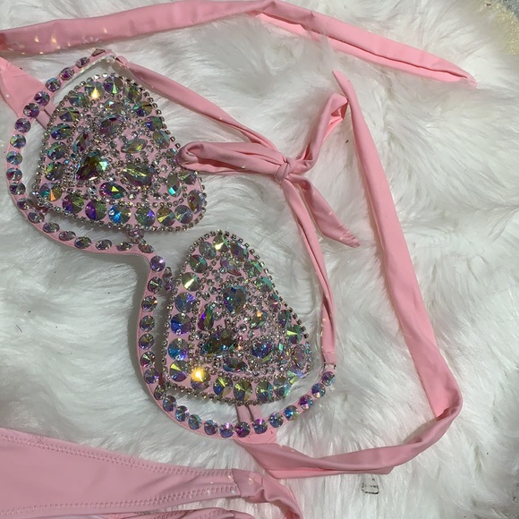 NEW Heart Rhinestone Carnival Bikini B C cup - Picture 2 of 13